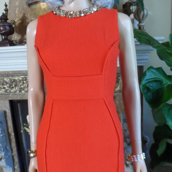 Carolina Herrera Orange Tweed Sheath Dress Size 2 - Picture 10 of 16